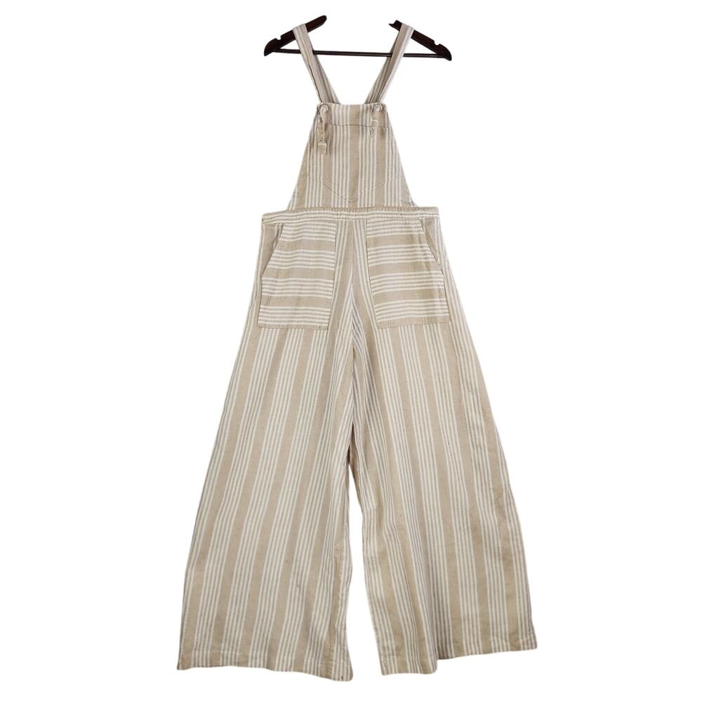 Virginia Bizzi Womens Striped Jumpsuit IT 42 (US M) Beige Cotton/Linen Italy